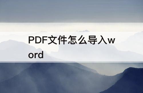 PDF文件怎么导入word