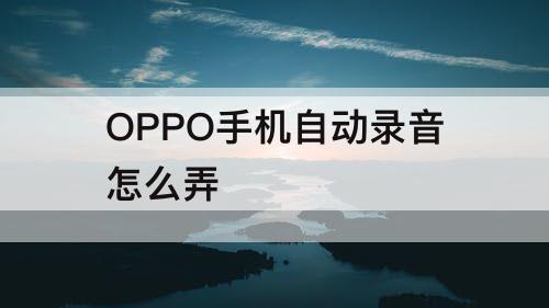 OPPO手机自动录音怎么弄