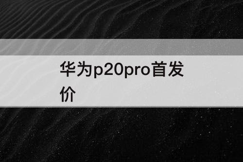 华为p20pro首发价