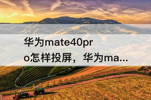 华为mate40pro怎样投屏，华为mate40pro怎样投屏后手机可以自由玩