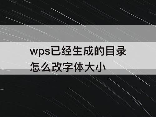 wps已经生成的目录怎么改字体大小