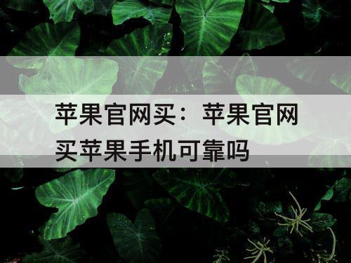 苹果官网买：苹果官网买苹果手机可靠吗