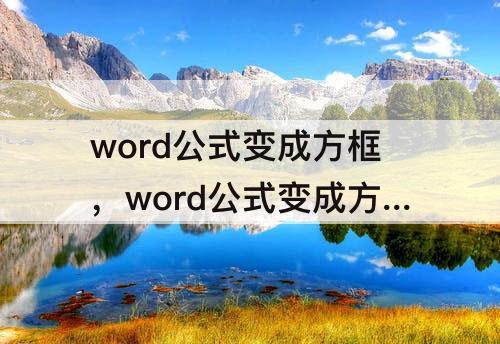 word公式变成方框，word公式变成方框问号