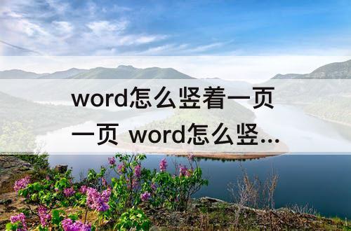 word怎么竖着一页一页 word怎么竖着一页一页正常大小