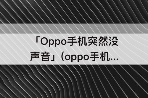 「Oppo手机突然没声音」(oppo手机突然没声音了是什么原因)