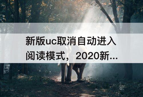 新版uc取消自动进入阅读模式，2020新版uc取消自动进入阅读模式