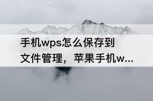 手机wps怎么保存到文件管理，苹果手机wps怎么保存到文件管理