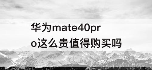 华为mate40pro这么贵值得购买吗