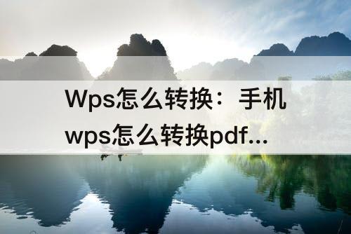 Wps怎么转换：手机wps怎么转换pdf格式图片